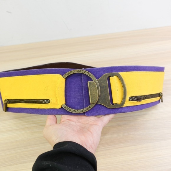 Colorblock Cinch Waist Belt Womens S MARC JACOBS‎ Blue Yellow Canvas Grunge Edgy main image 11